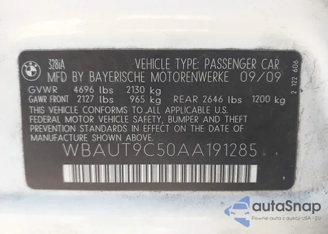 2010 BMW 328I z USA, uszkodzony, nr VIN WBAUT9C50AA191285